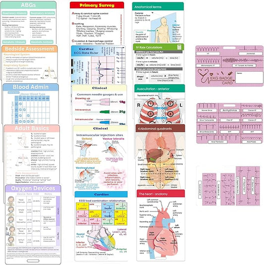 LONSANCO 24 PCS Nursing Badge Reference Cards, Nursing School Essentials Student Gifts Success Bundle Supplies Nurse Must ...