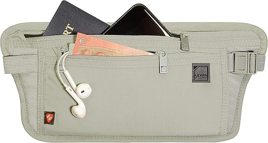Lewis N. Clark Travel Money Belt Pouch, Slim RFID Blocking Anti Theft Waist Stash Pouches for Cash, Cards and Passport Holder