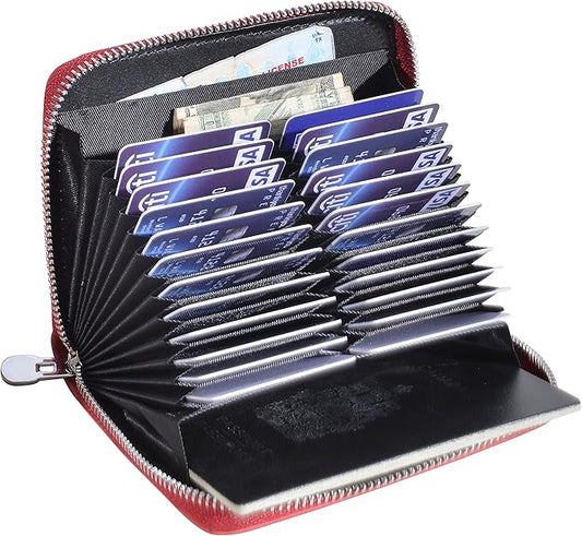 Easyoulife Genuine Leather Credit Card Holder Case RFID Travel Passport Wallet