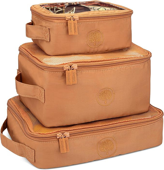 Parker Baby Co. Lightweight Packing Cube Set 3-Pack | Collapsible, Durable, Mesh & Clear Top | Travel Organizer for Diaper...