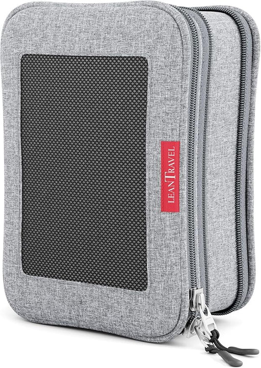 LeanTravel Compression Packing Cubes for Travel Organizers with Double Zipper (1 small piece, Grey)