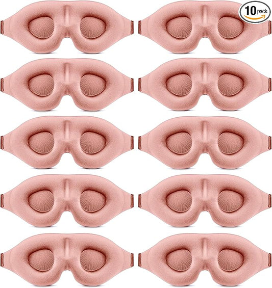 10 Pack Sleep Mask Blackout 3D Sleeping Mask Super Lightweight Soft Mask for Night Sleeping,Office, Travel,Party Games (Pink)