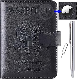 Airtag Passport Holder Cover Wallet Travel Essentials Leather RFID Blocking Case Vacation Luggage Must Haves Travel Access...