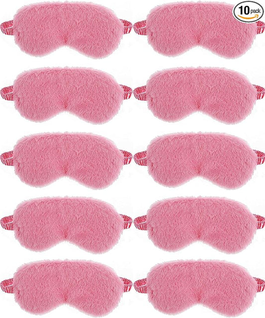 10 Pack Sleep Mask, Furry Sleep Masks,for Night Sleeping,Office, Travel,Party Games Suitablefor Men/Women (Pink)