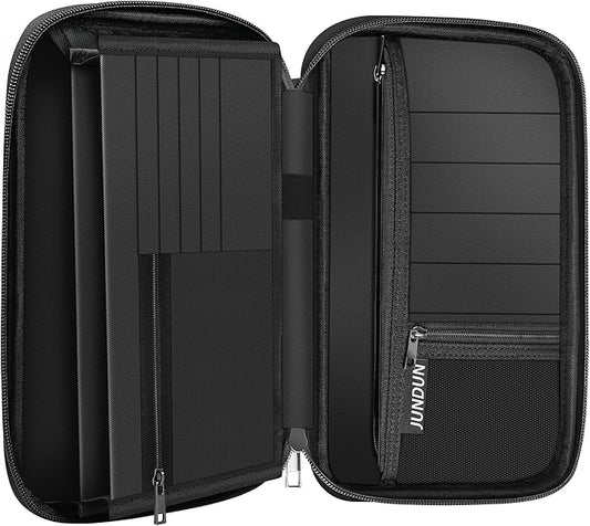 JUNDUN Family Passport Holder,Upgraded Material Fireproof Travel Passport Wallet with 2 Pockets,Travel Document Organizer ...