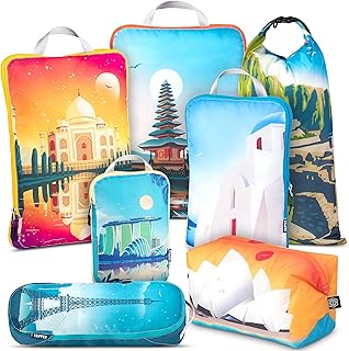 Large Compression Packing Cubes for Travel-Packing Cube Luggage Organizers 7 Piece Set for Checked Luggage-Ultralight, Exp...