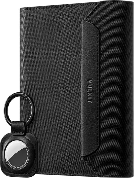 VULKIT Passport Wallet with Detachable AirTag Holder, Vegan Leather Passport Holder, RFID Blocking, Travel Essential, Magn...