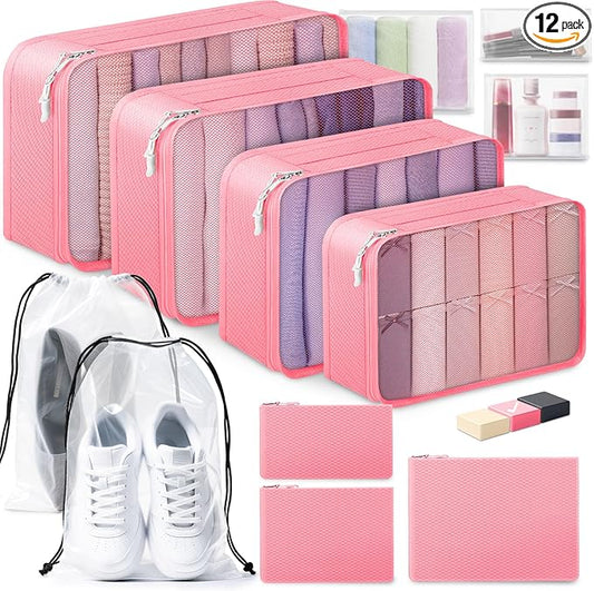 ALL INCLUDED - 12 Set Packing Cubes for Suitcases Carry On, Travel Essentials/Accessories Luggage Organizer Bags Set, Incl...