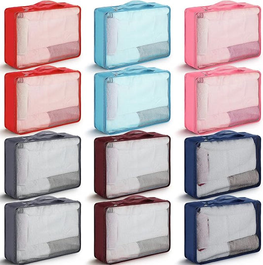 Tudomro 12 Pcs Large Packing Cubes Luggage Organizers for Suitcase Mesh Travel Organizer Bags Travel Packing Organizers fo...