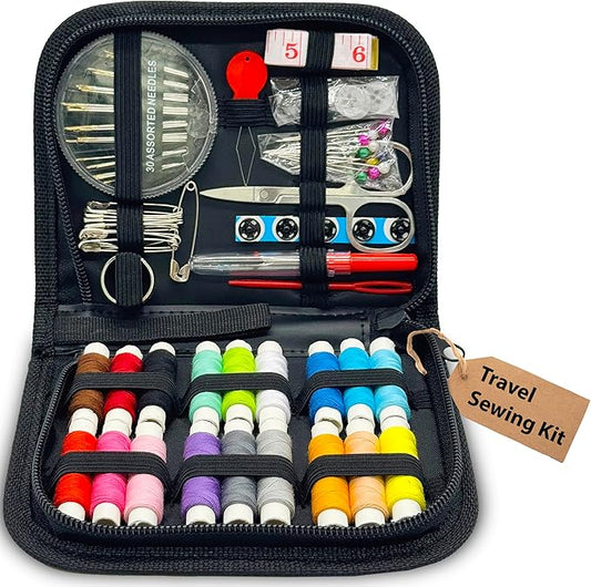 Small Travel Sewing Kit for Beginners, Adults & Kids – Portable Sewing Supplies with Needles, Thread, Scissors, Measuring ...