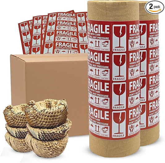 15”x700’ Honeycomb Paper, Honeycomb Packing Paper for Moving Packing Materials for Fragile Items, 2 rolls Each of 350ft Wi...