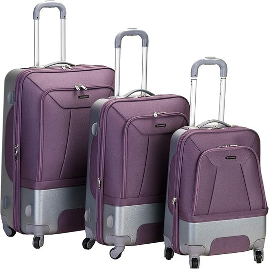 Rockland Rome Hybrid Spinner Wheel Luggage Set, Lavender, 3-Piece Set (20/24/28)