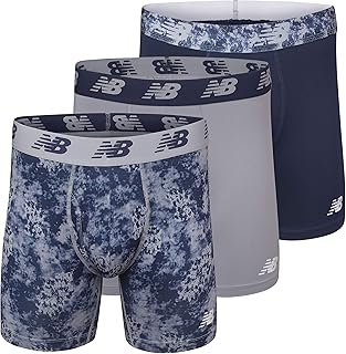 New Balance Men's Performance Boxer Briefs with Fly, Breathable Stretch Underwear, Moisture Wicking, Soft Waistband (3 Pack)