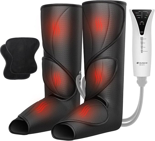 QUINEAR Leg Massager with Heat and Air Compression,Foot and Calf Massager for Circulation and Pain,Compression Boots with ...