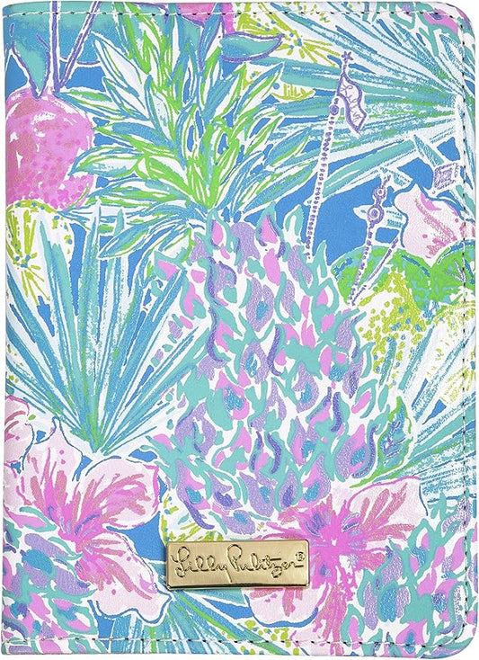 Lilly Pulitzer Vegan Leather Passport Holder, Cute Passport Cover, Travel Wallet with Credit Card Slots, Swizzle In