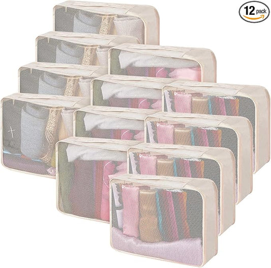 Silkfly 12 Pcs Packing Cubes for Suitcase Travel Luggage Bags Bulk Mesh Organizer Set for Hiking Camping Backpacking Cloth...