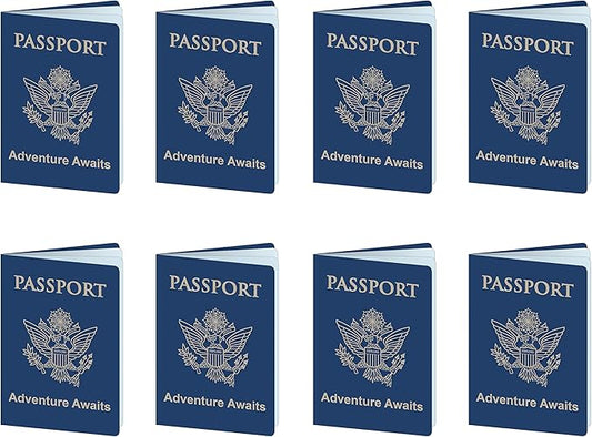 Beistle Set of 8 Around The World Passports, Global Adventure Travel Party Favors, Made In USA Since 1900