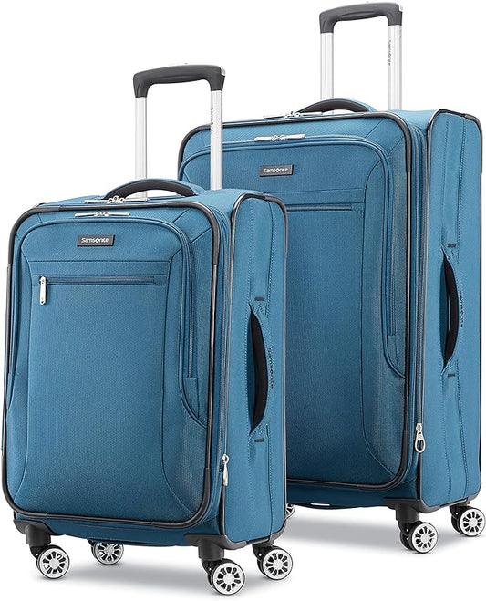 Samsonite Ascella X Softside Expandable Luggage with Spinners, Teal, 2PC SET (Carry-on/Medium)