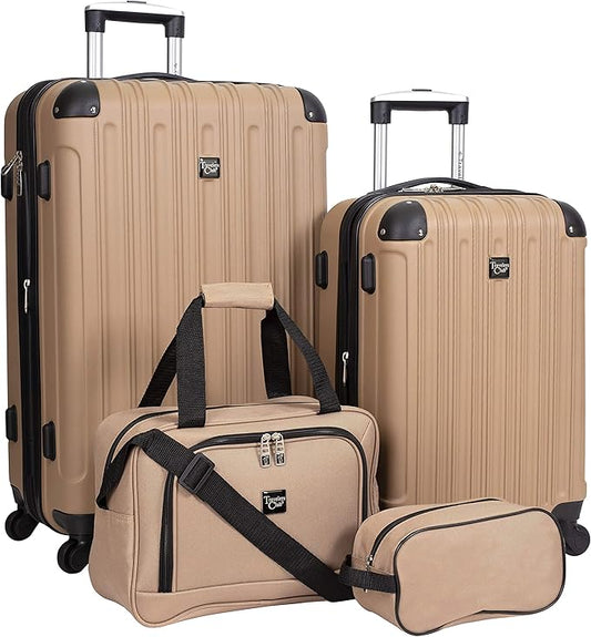 Travelers Club Midtown Hardside 4-Piece Luggage Travel Set, Tan