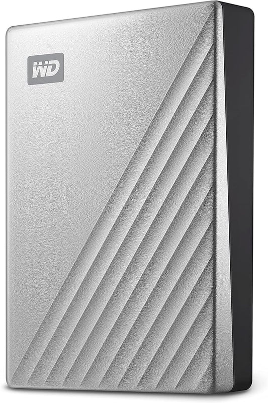 WD 5TB My Passport Ultra for Mac Silver, Portable External Hard Drive, backup software with defense against ransomware, an...