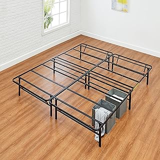 Amazon Basics Bed Frame with Storage, Foldable Metal Platform, Sturdy Steel, No Box Spring Needed, 14-inch High, Tool-Free...